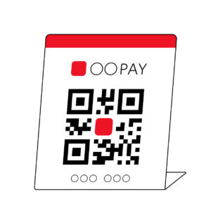 QRコード決済の赤色スタンドの無料カラーイラスト