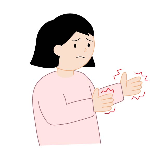 手が震える女性の無料線なしイラスト