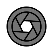 シャッターのアイコンの無料カラーイラスト