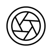 シャッターのアイコンの無料モノクロイラスト