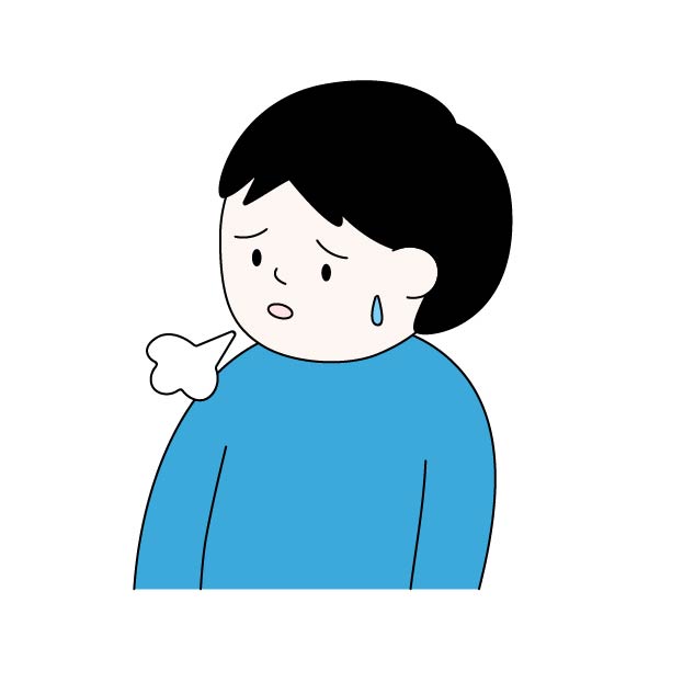 だるさを感じため息をつく男性の無料カラーイラスト