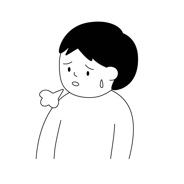 だるさを感じため息をつく男性の無料モノクロイラスト