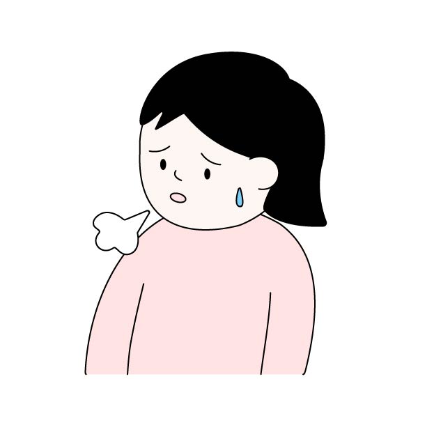 だるくてため息をつく女性の無料カラーイラスト