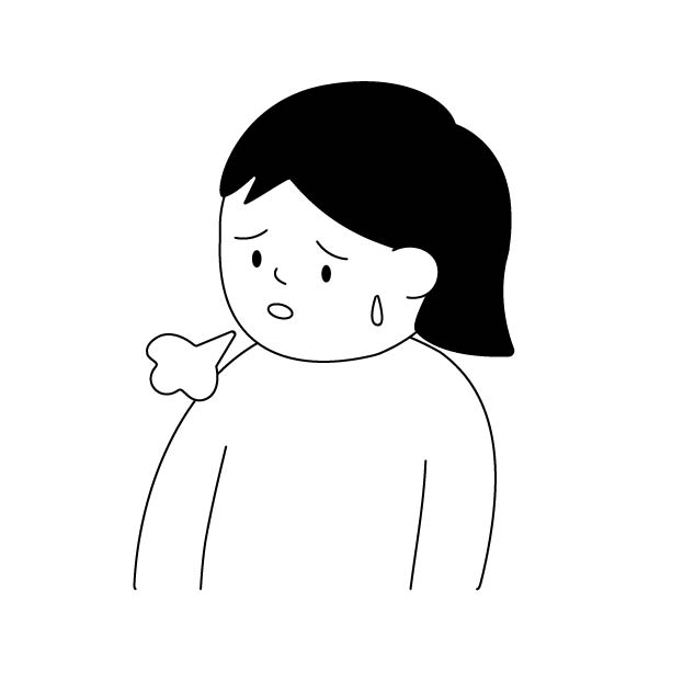 だるくてため息をつく女性の無料モノクロイラスト