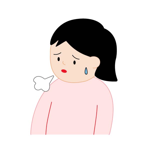 だるくてため息をつく女性の無料線なしイラスト