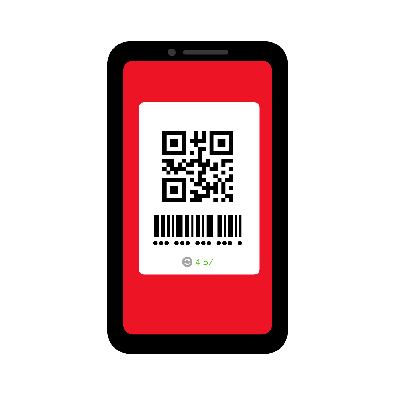 QRコード決済のスマホ画面の無料カラーイラスト