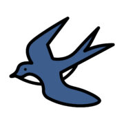 空を飛ぶツバメのカラーアイコン