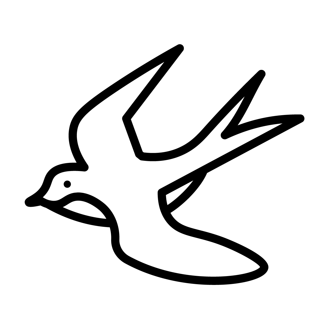 燕のアイコンの無料モノクロイラスト