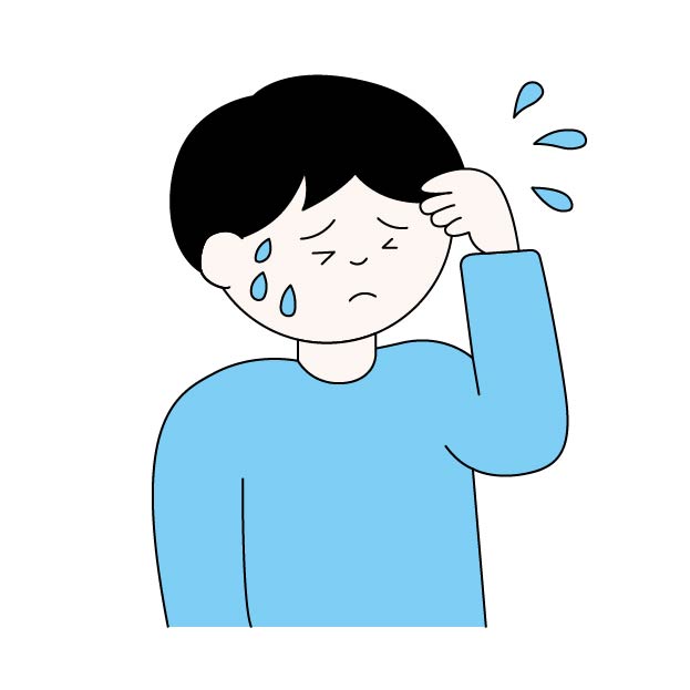 冷や汗をかく男性