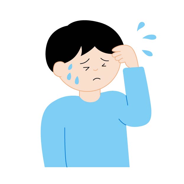 冷や汗をかく男性の無料線なしイラスト