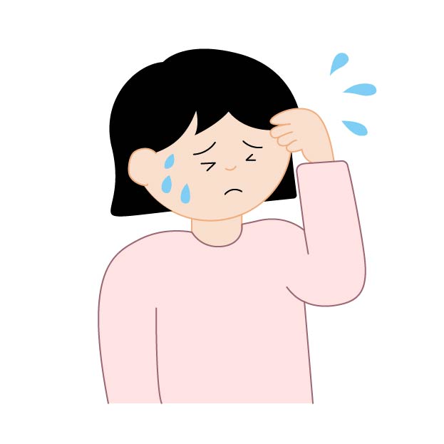 冷や汗をかく女性の無料線なしイラスト