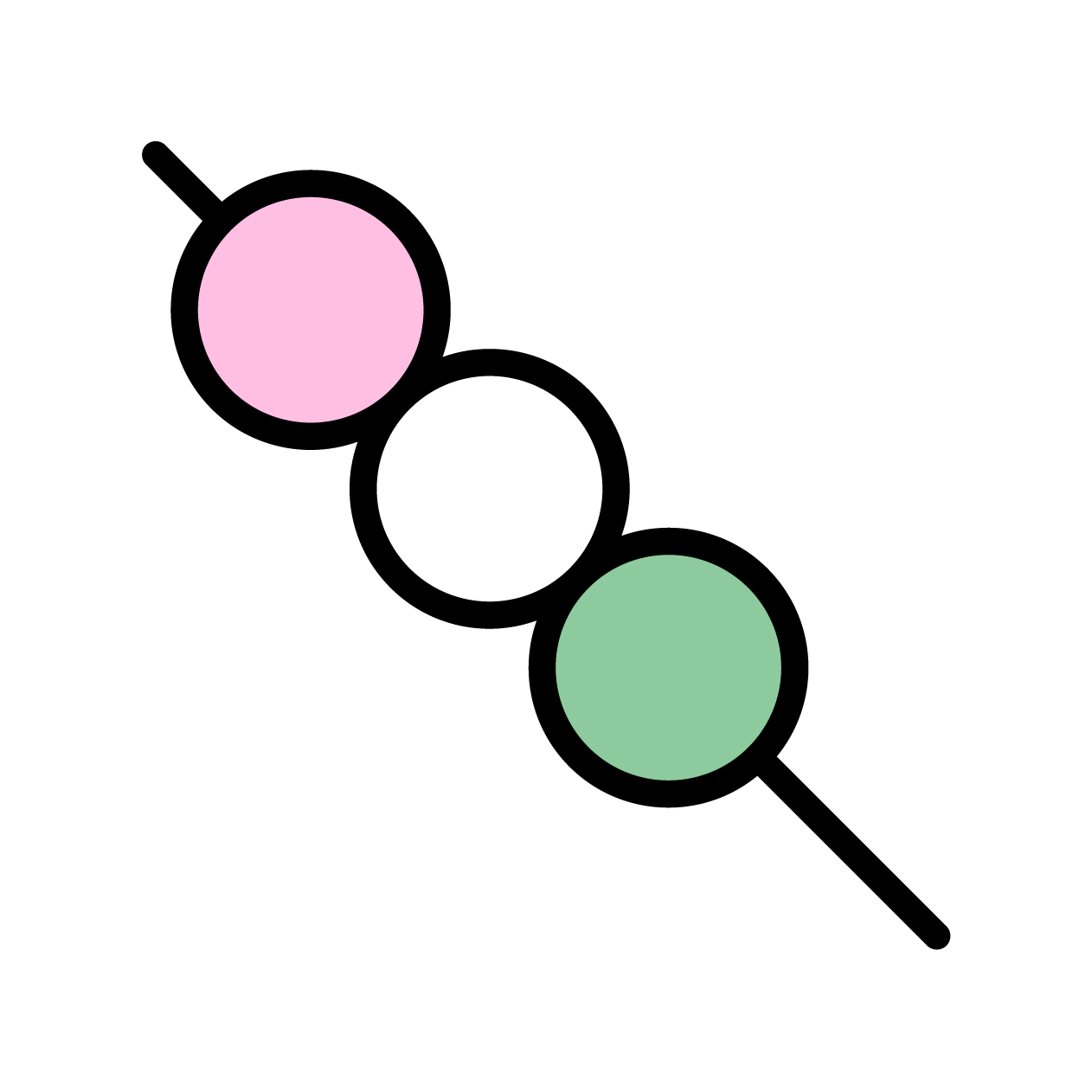 三色団子のアイコンの無料カラーイラスト