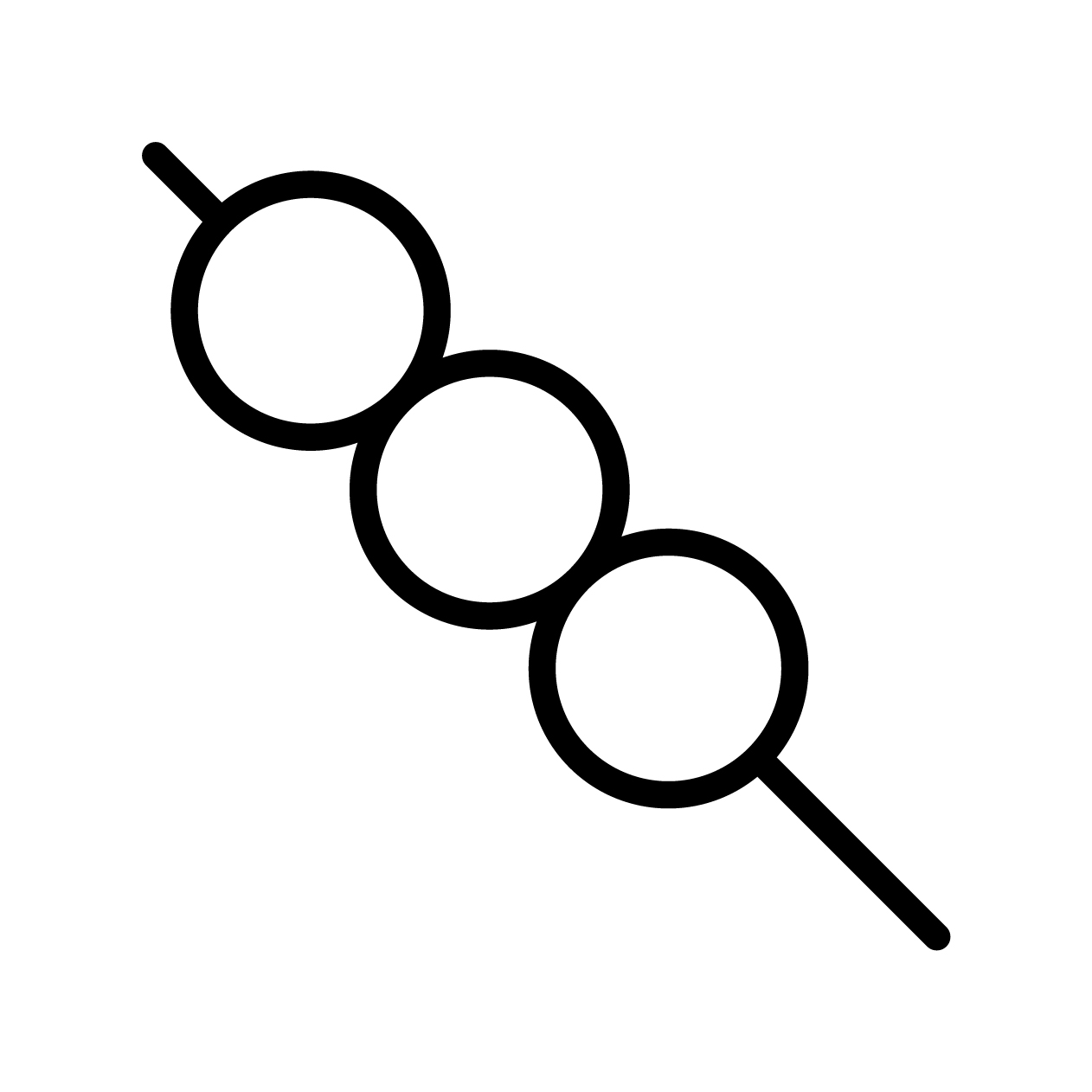 三色団子のアイコンの無料モノクロイラスト