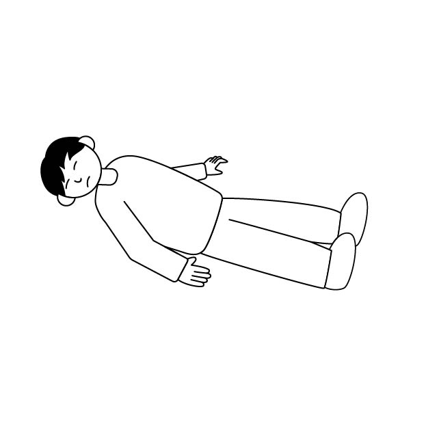 昏睡する男性の無料モノクロイラスト