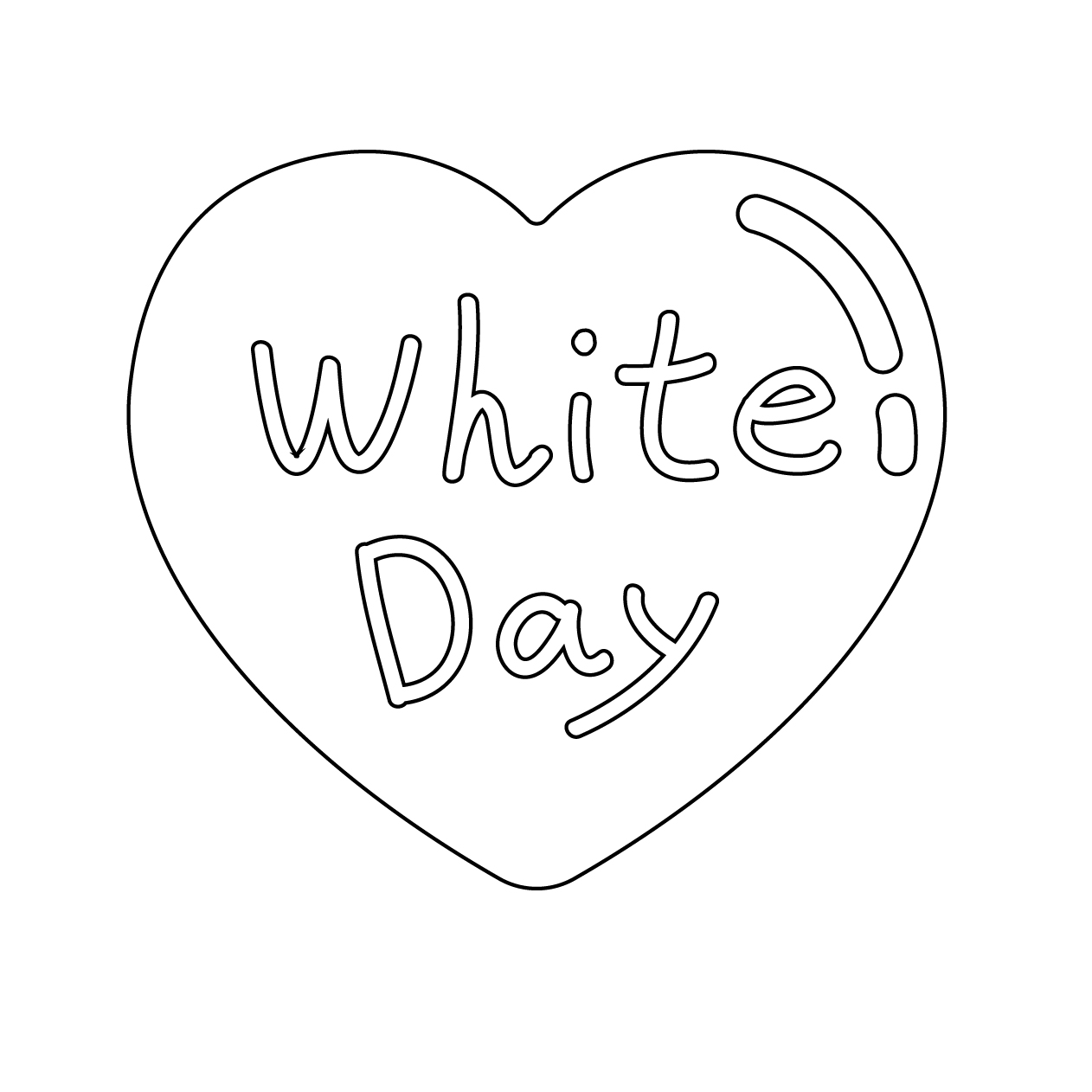 ホワイトデーのハートの無料モノクロイラスト