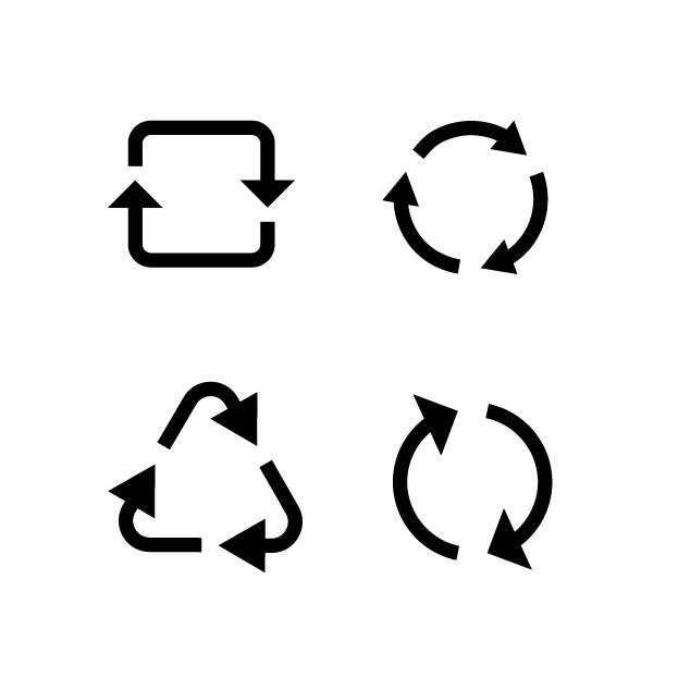 リサイクルマークの無料モノクロイラスト