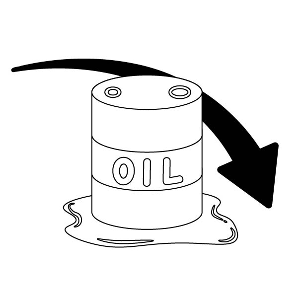 下落する原油価格の無料モノクロイラスト
