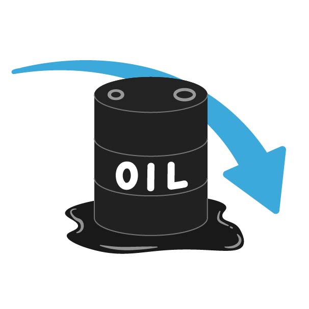 下落する原油価格の無料線なしイラスト