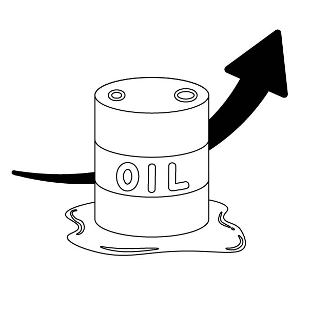 高騰する石油価格の無料モノクロイラスト