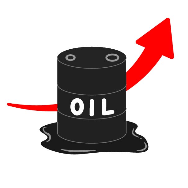 高騰する石油価格の無料線なしイラスト