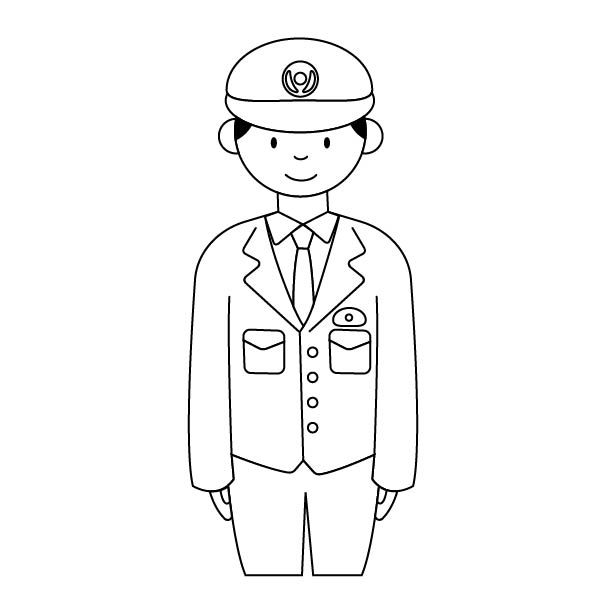 男性警察官の無料モノクロイラスト