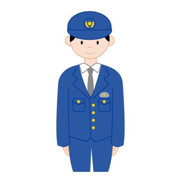 男性警察官の無料線なしイラスト