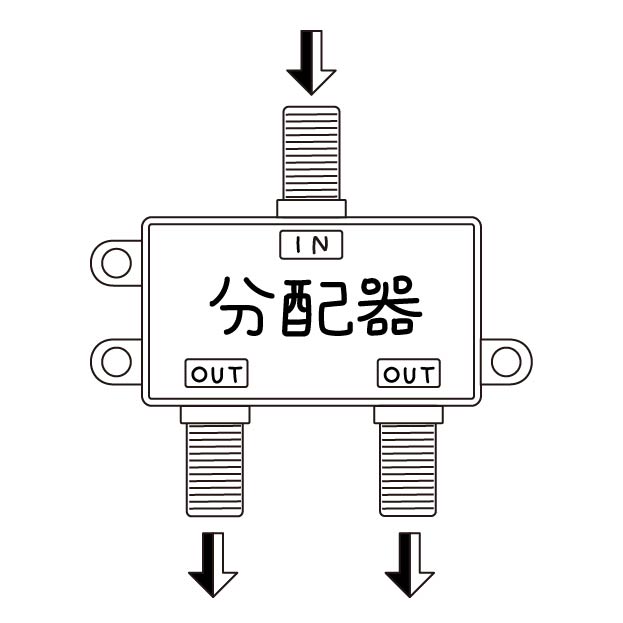 アンテナ分配器の無料モノクロイラスト