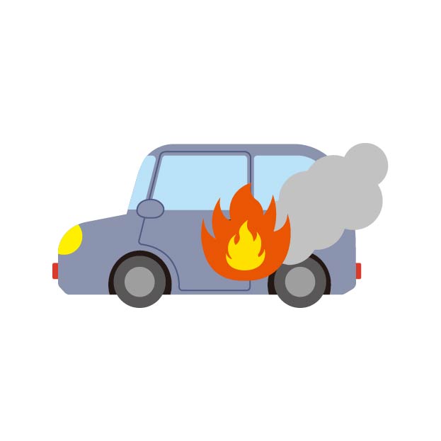 車火災事故の無料線なしイラスト