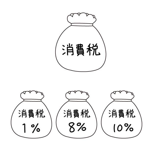 消費税の無料モノクロイラスト
