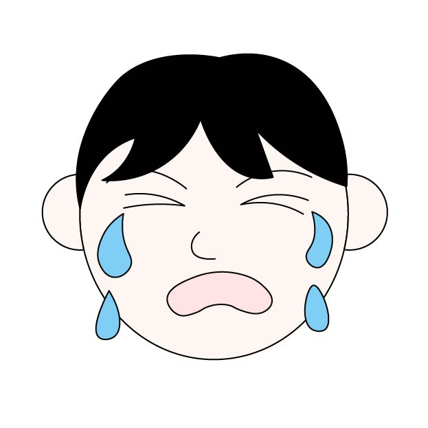 泣く男性の顔の無料カラーイラスト
