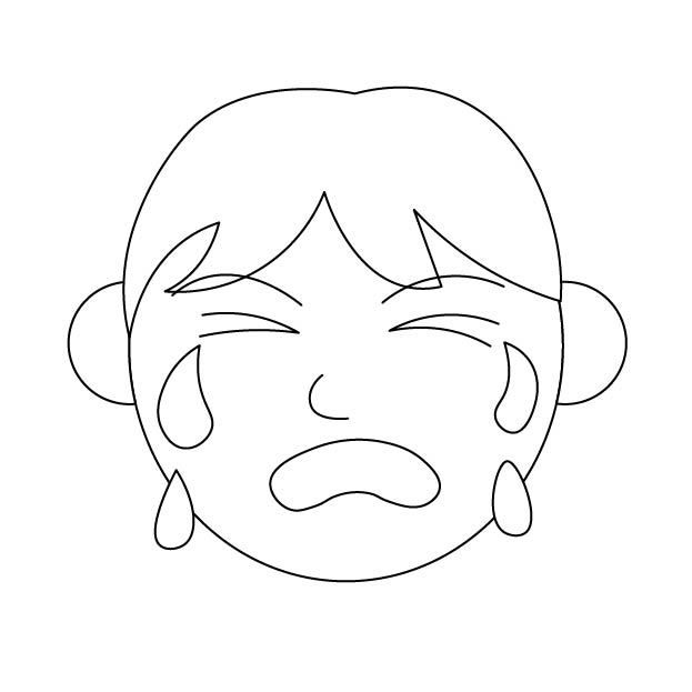 泣いてる男性の無料モノクロイラスト