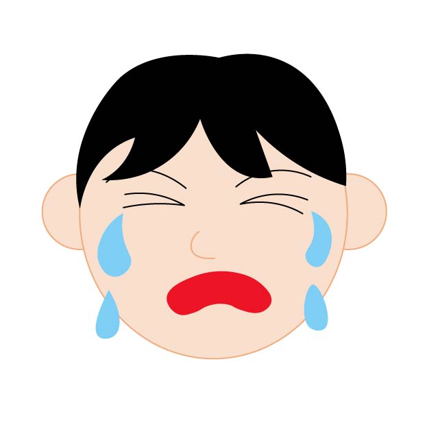 泣いてる男性の無料線なしイラスト