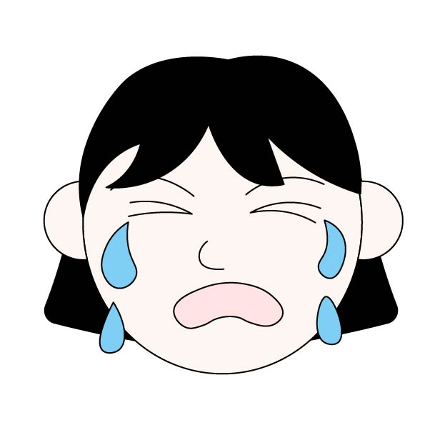 泣く女性の顔の無料カラーイラスト