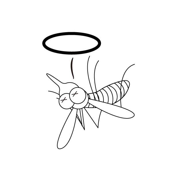 死んだ蚊の無料モノクロイラスト