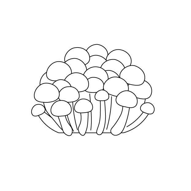 なめこの無料モノクロイラスト