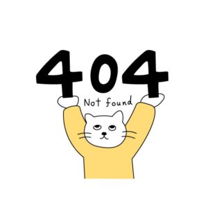 404エラー表示のシロスケ（擬人化猫）