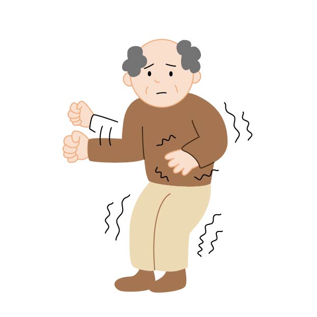 パーキンソン病の男性の無料線なしイラスト