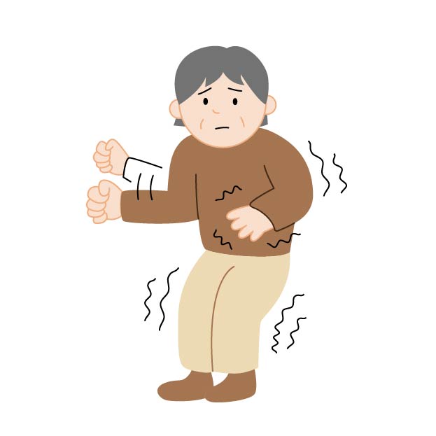 パーキンソン病の女性の無料線なしイラスト