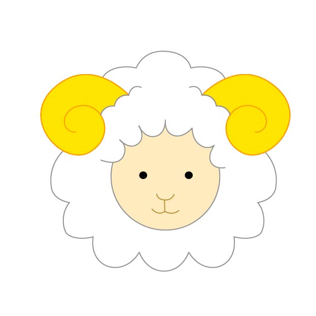 羊の顔の無料線なしイラスト