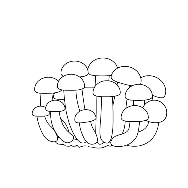 しめじの無料モノクロイラスト