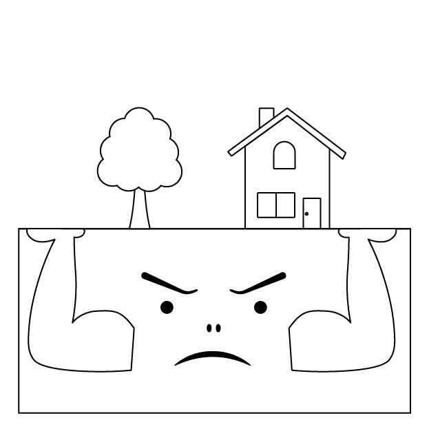 硬い地盤の無料モノクロイラスト