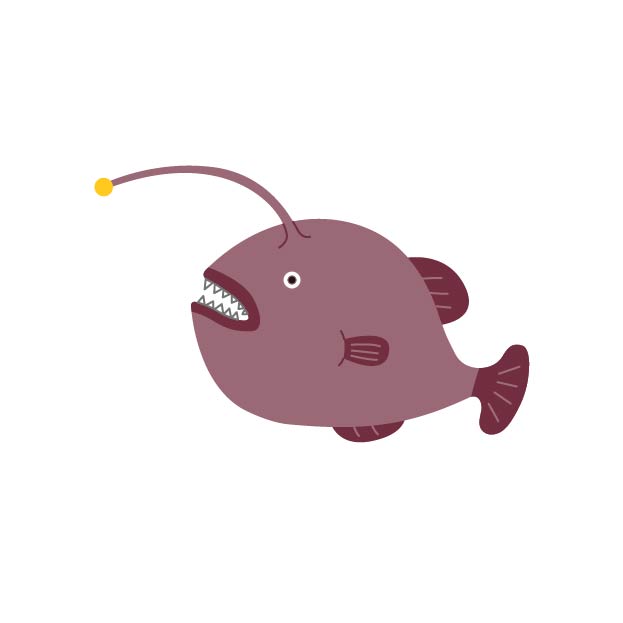 チョウチンアンコウの無料線なしイラスト