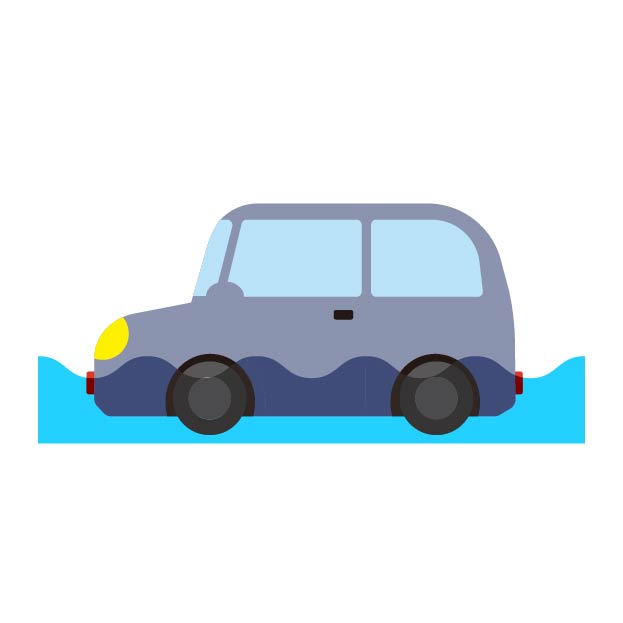 浸水した車の無料線なしイラスト