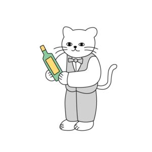 ワインソムリエのシロスケ（擬人化猫）
