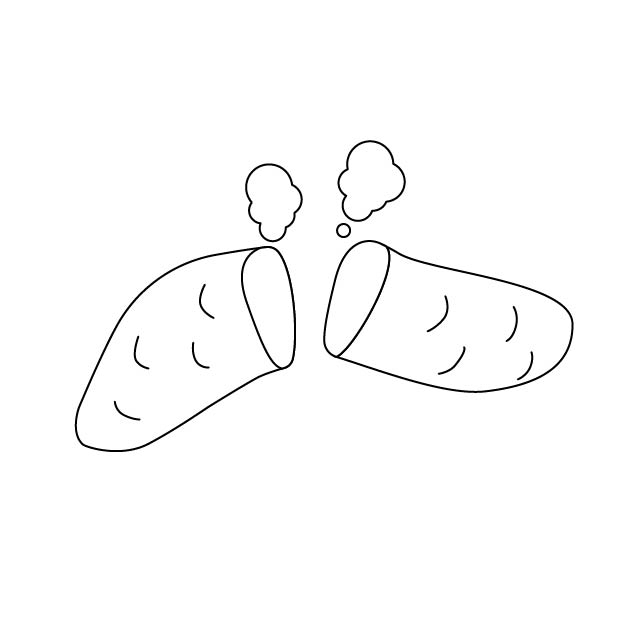 焼き芋の無料モノクロイラスト