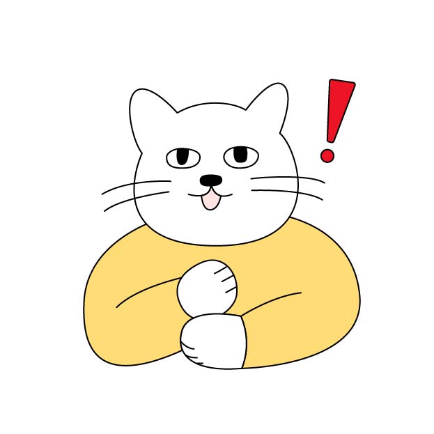 ひらめくシロスケ(擬人化猫)の無料カラーイラスト
