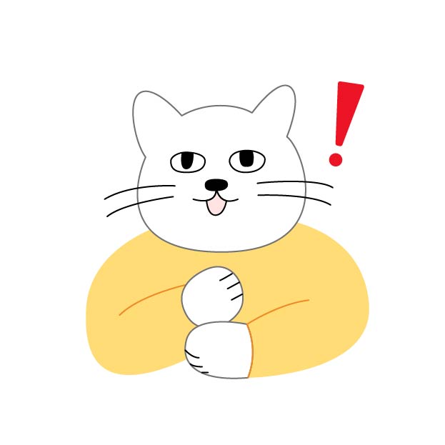 ひらめくシロスケ(擬人化猫)の無料線なしイラスト