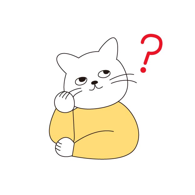 首を傾げるシロスケ(擬人化猫)の無料カラーイラスト
