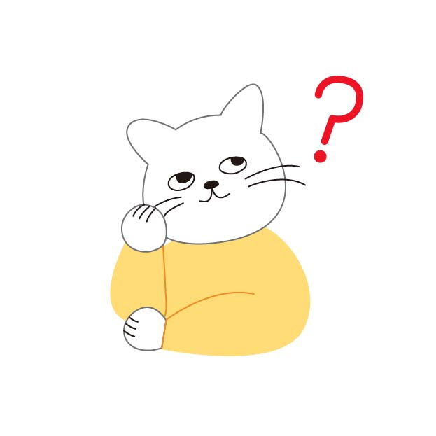 首を傾げるシロスケ(擬人化猫)の無料線なしイラスト